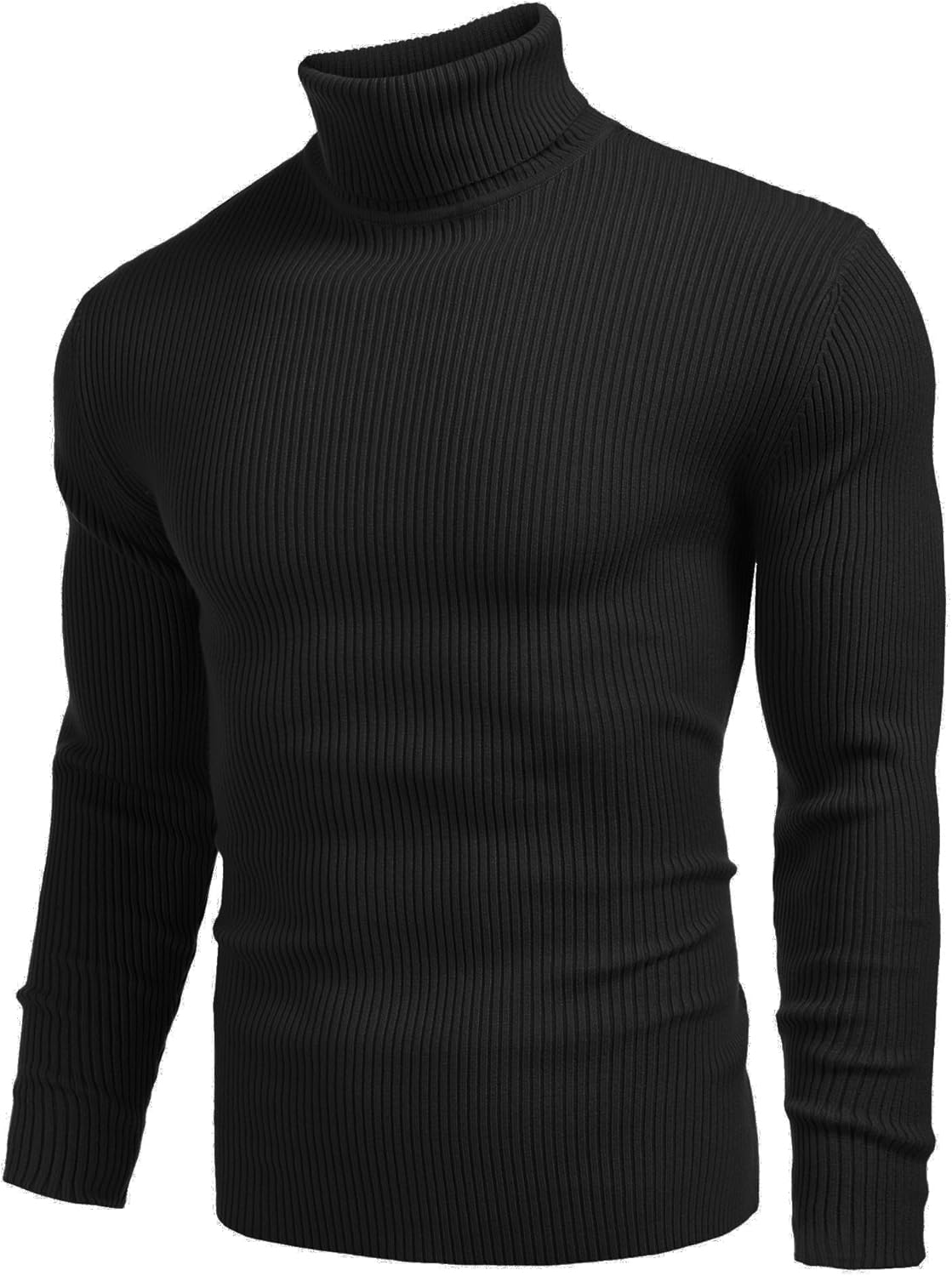 Men’s Ribbed Slim Fit Knitted Pullover Casual Turtleneck Sweater
