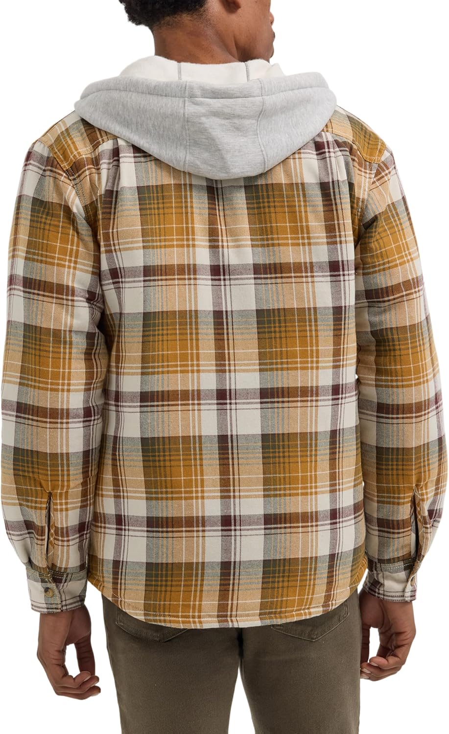 Men’s Long Sleeve Quilted Lined Flannel Shirt Jacket with Hood