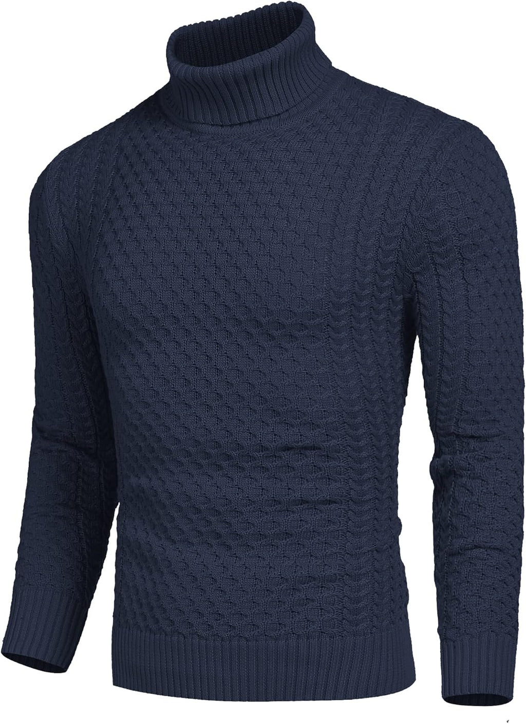 Men’s Slim Fit Turtleneck Sweater Casual Knitted Twisted Pullover Solid Sweaters