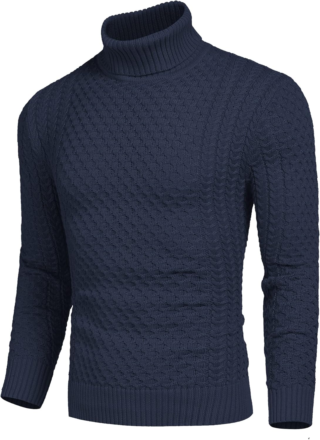 Men’s Slim Fit Turtleneck Sweater Casual Knitted Twisted Pullover Solid Sweaters