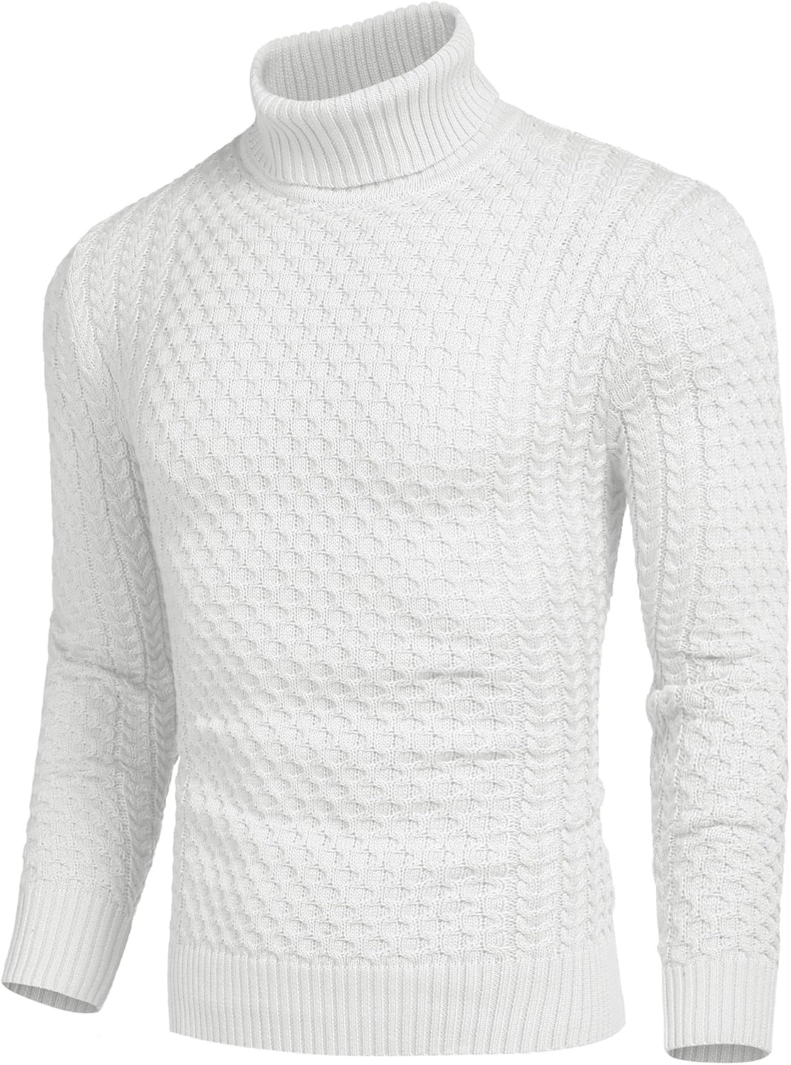 Men’s Slim Fit Turtleneck Sweater Casual Knitted Twisted Pullover Solid Sweaters