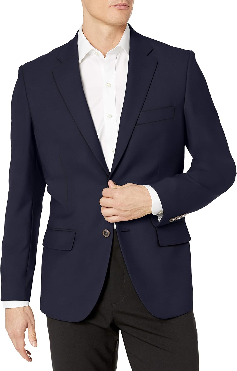 Men’s Long-Sleeve Classic-fit Button-Front Stretch Blazer