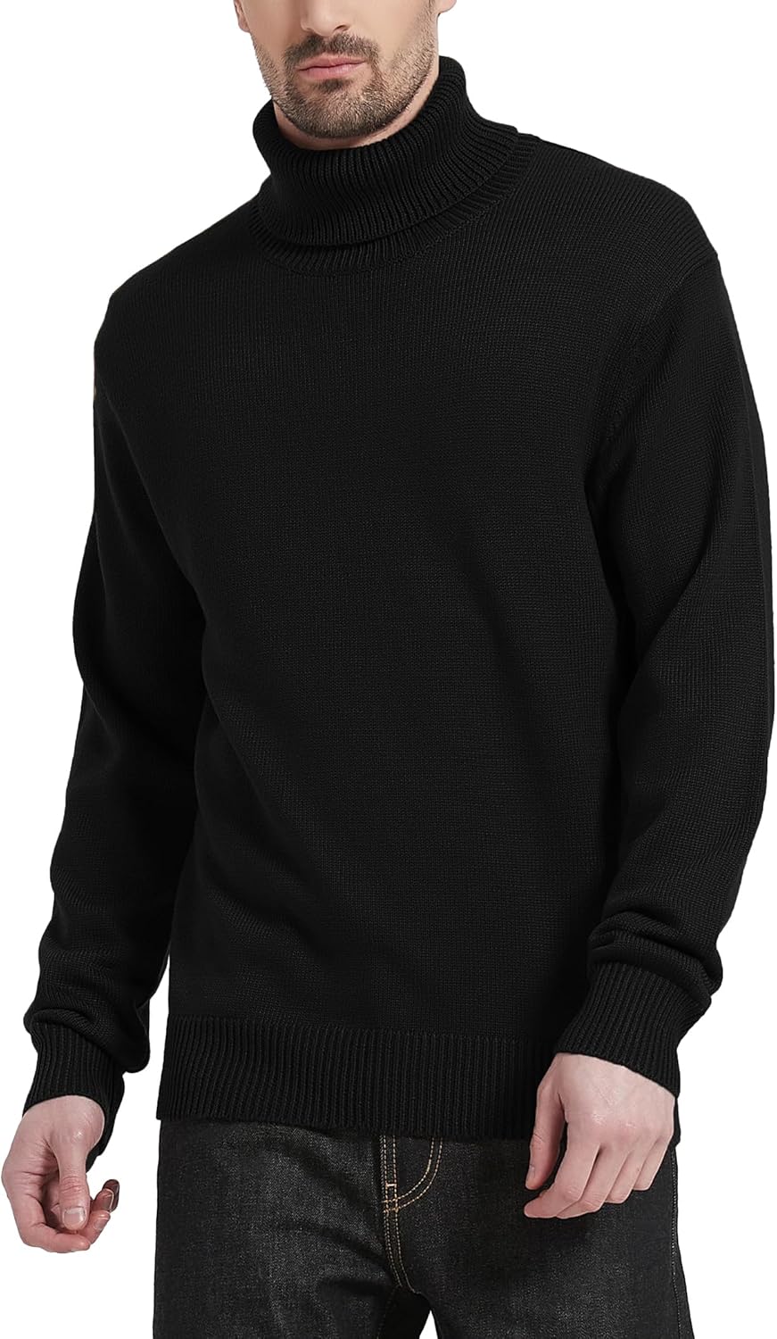 Men’s Turtleneck Sweaters Wool Blend Mid-Weight Highneck Pullover Sweaters