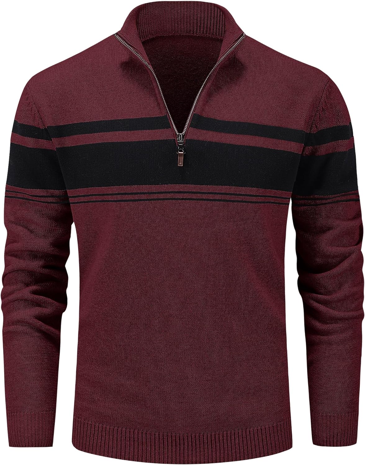 Men’s Sweaters 1/4 Zip Cotton Sweater Pullover Sweaters Striped Fall Winter Warm Sweatshirts